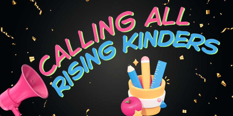 megaphone graphic with text that says "Calling all rising kinders'